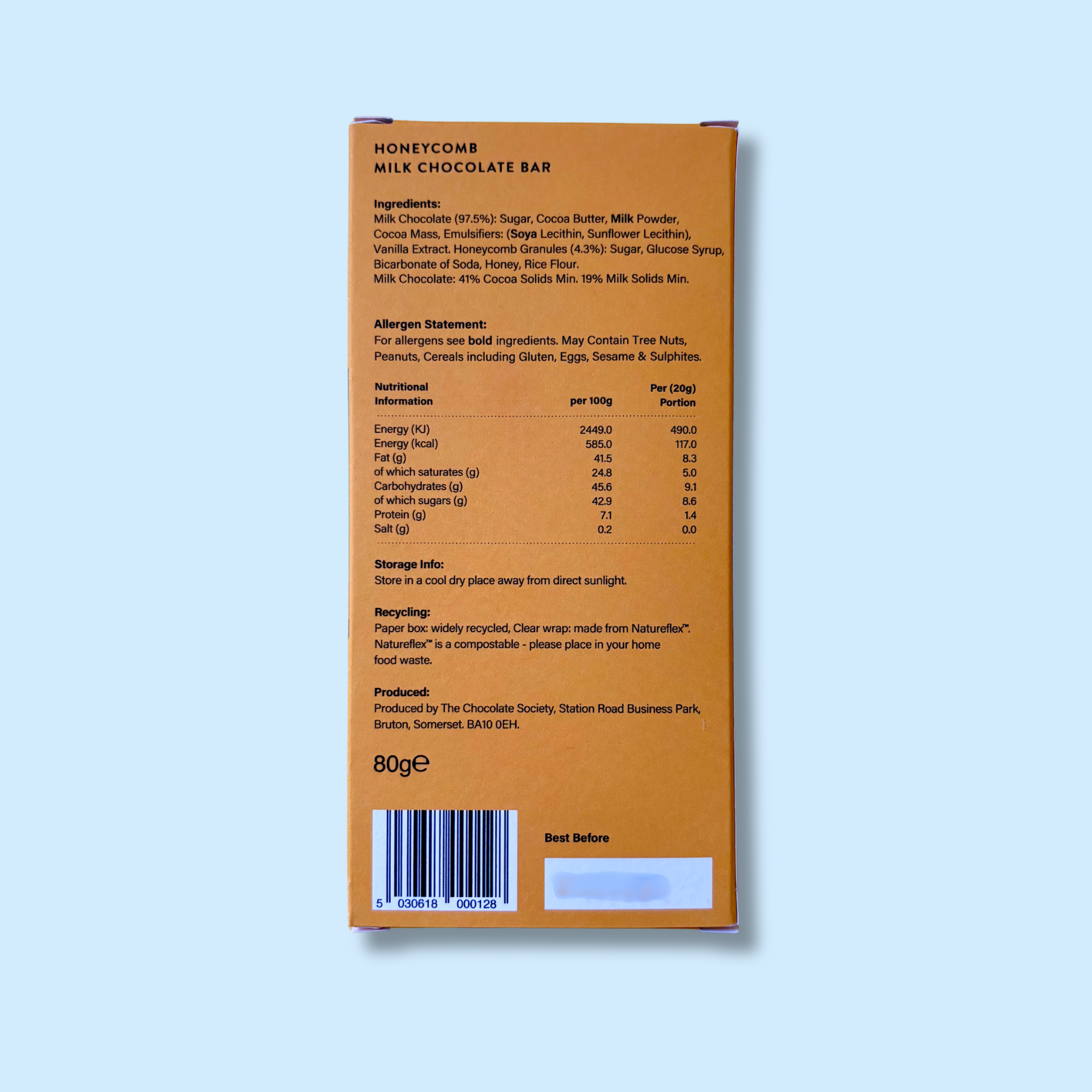 Honeycomb Nuggets Chocolate Bar Back