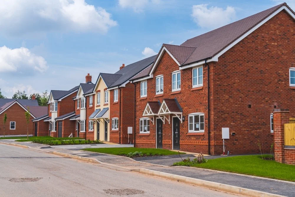 Street view of new build homes constructed in Swansea