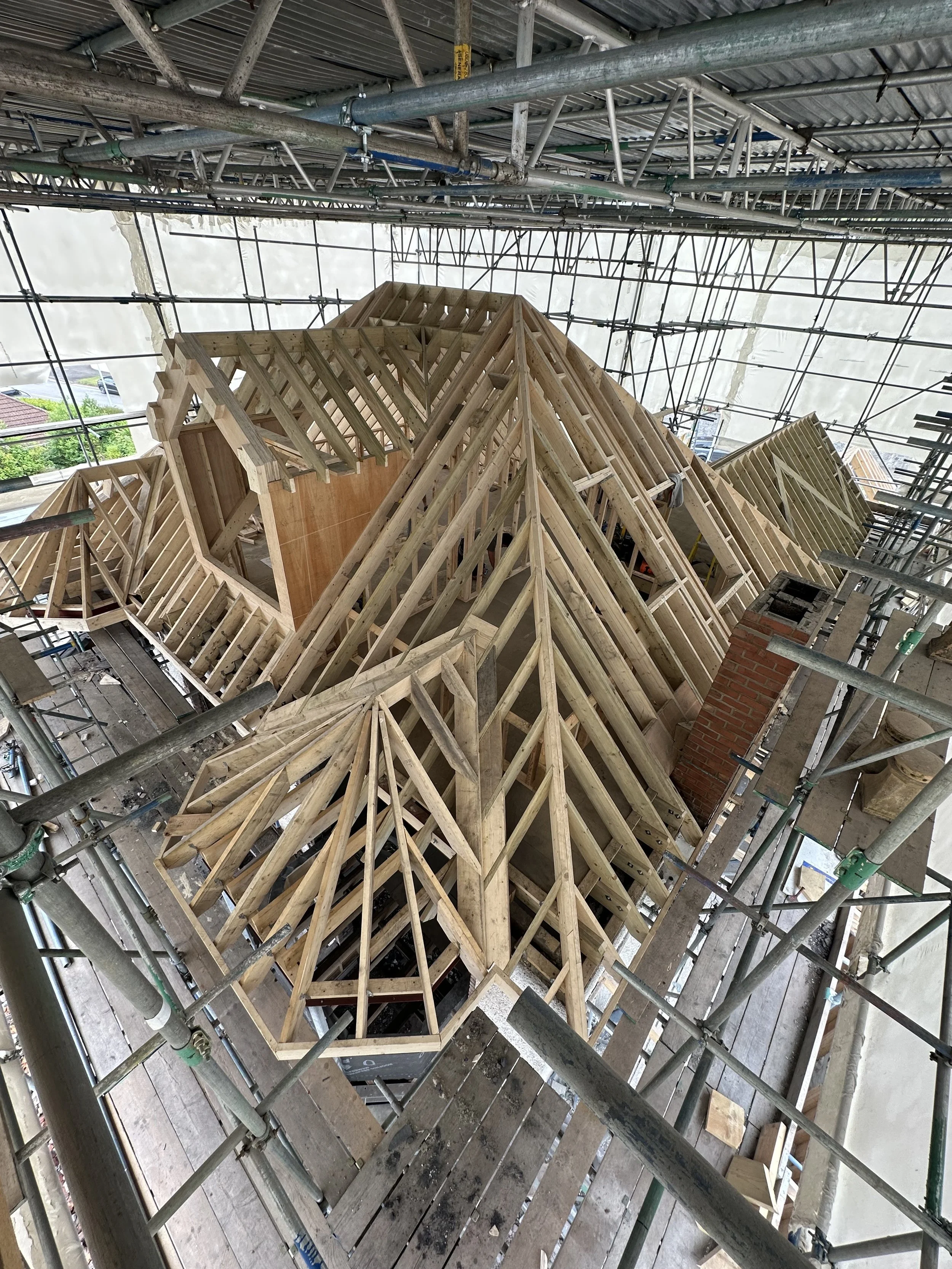 First fix carpentry with timber framework and joists