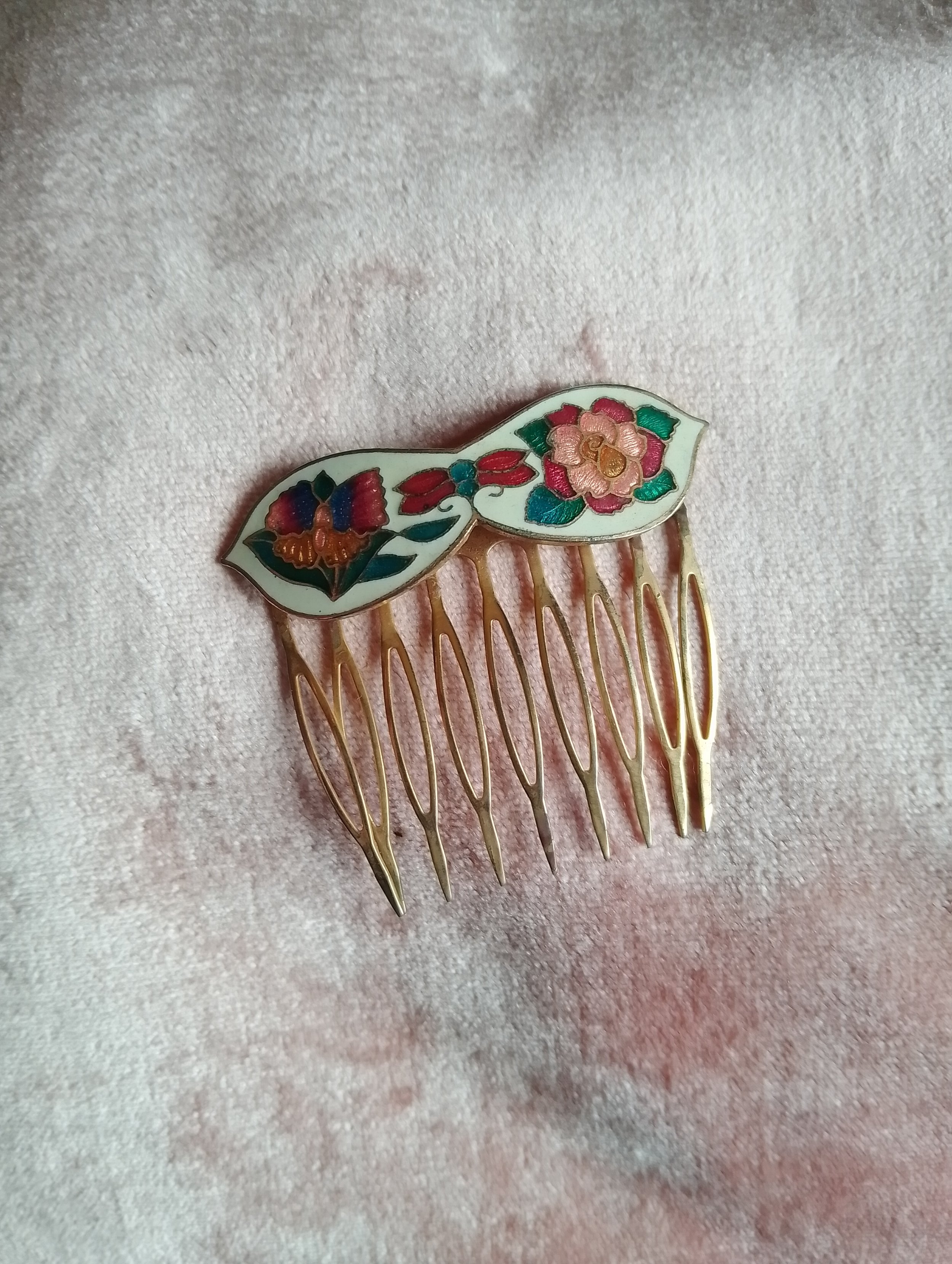 Vintage Floral Enamel Hair Slide