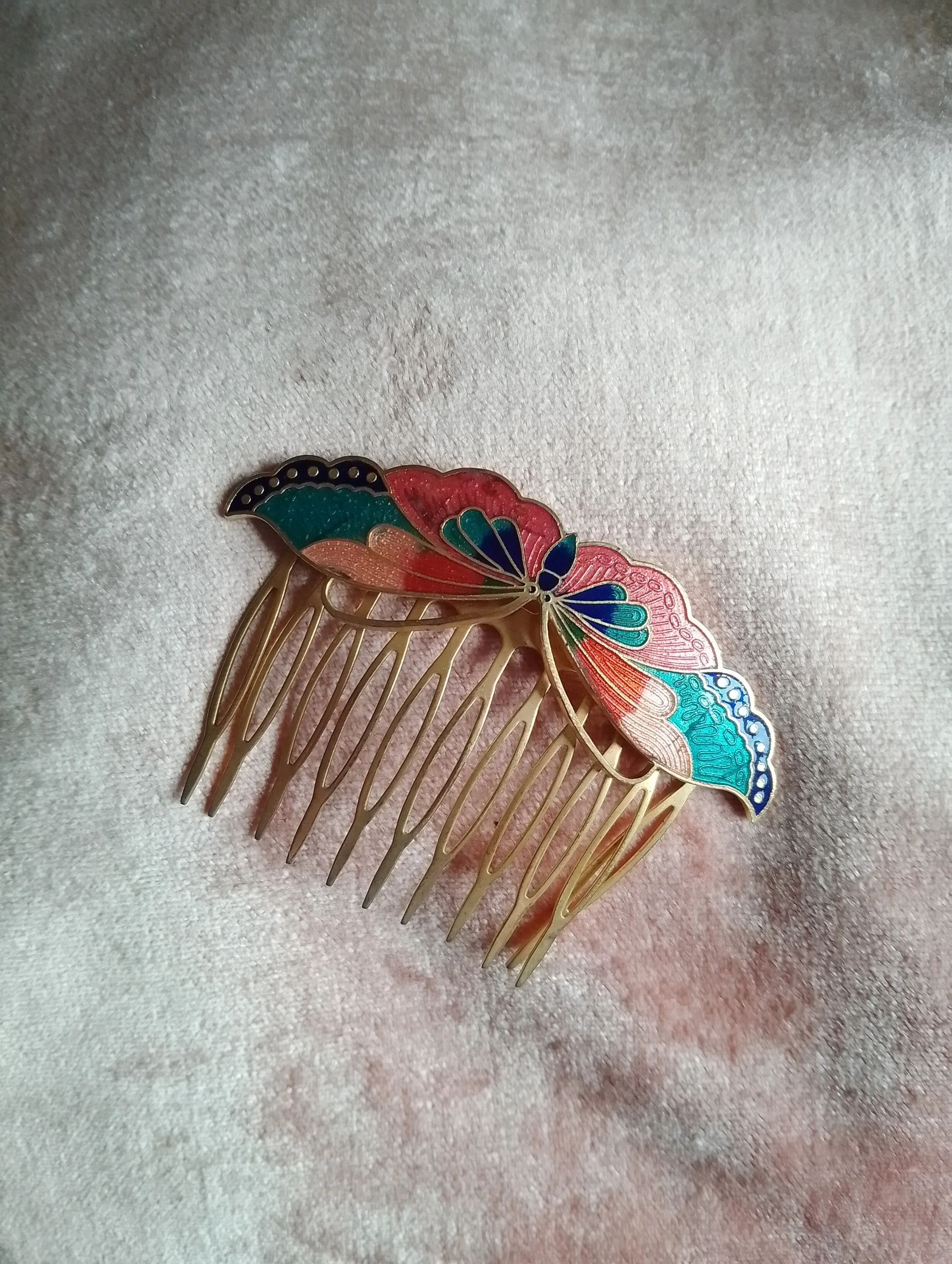 Vintage Enamel Butterfly Hair Slide
