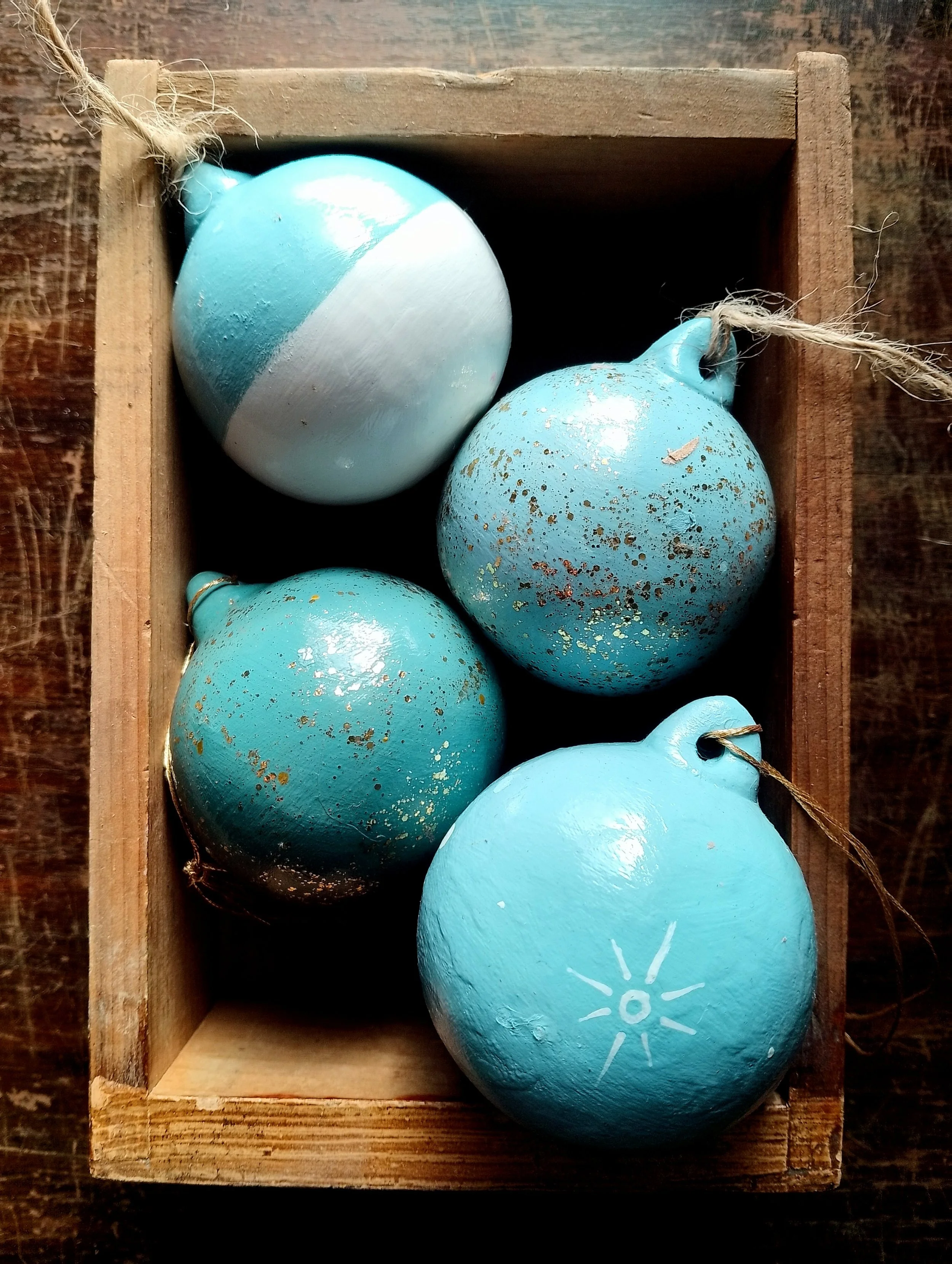 Hand Painted Baubles- Blues