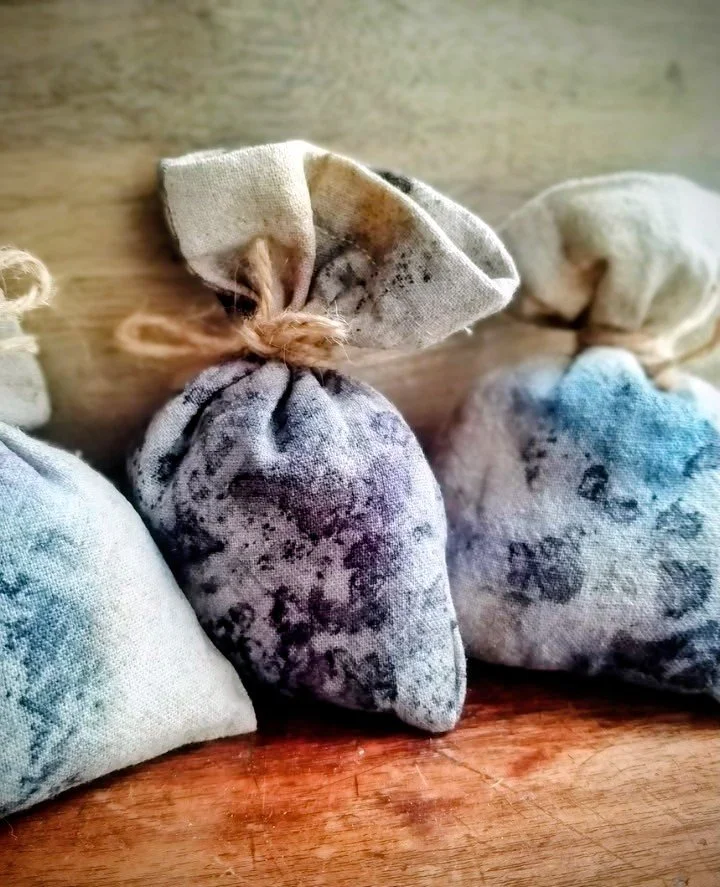 Eco-Printed Lavender Bags-Blue