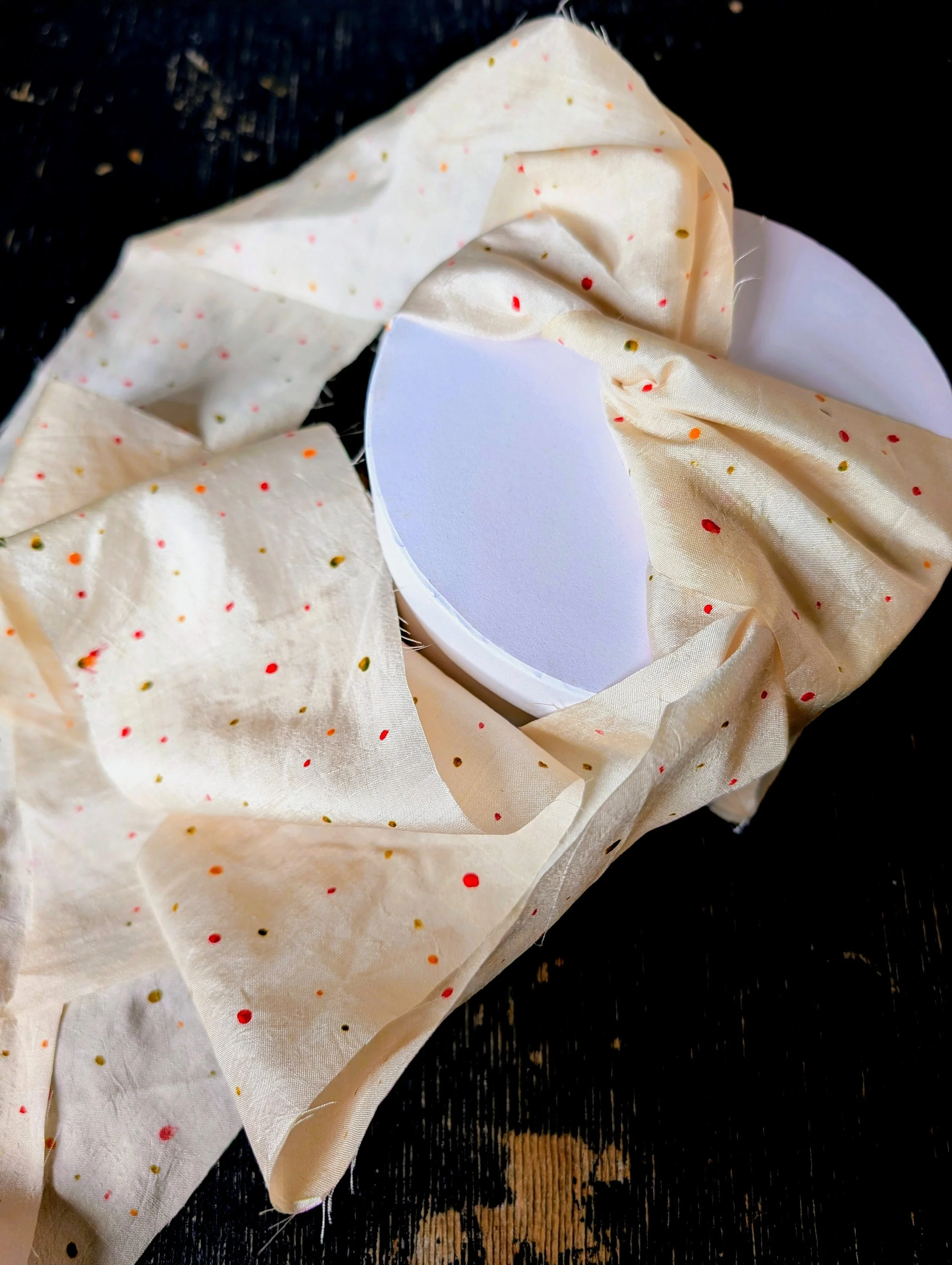 Hand Painted Silk Sari Ribbon-Dotty