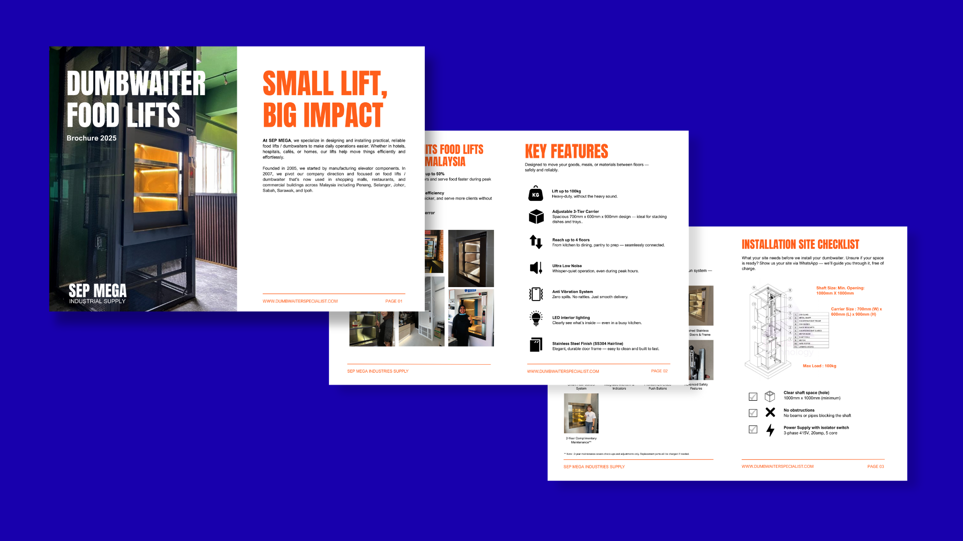 Malaysia Dumbwaiter Food Lift Brochure Tech Specs Catalogue