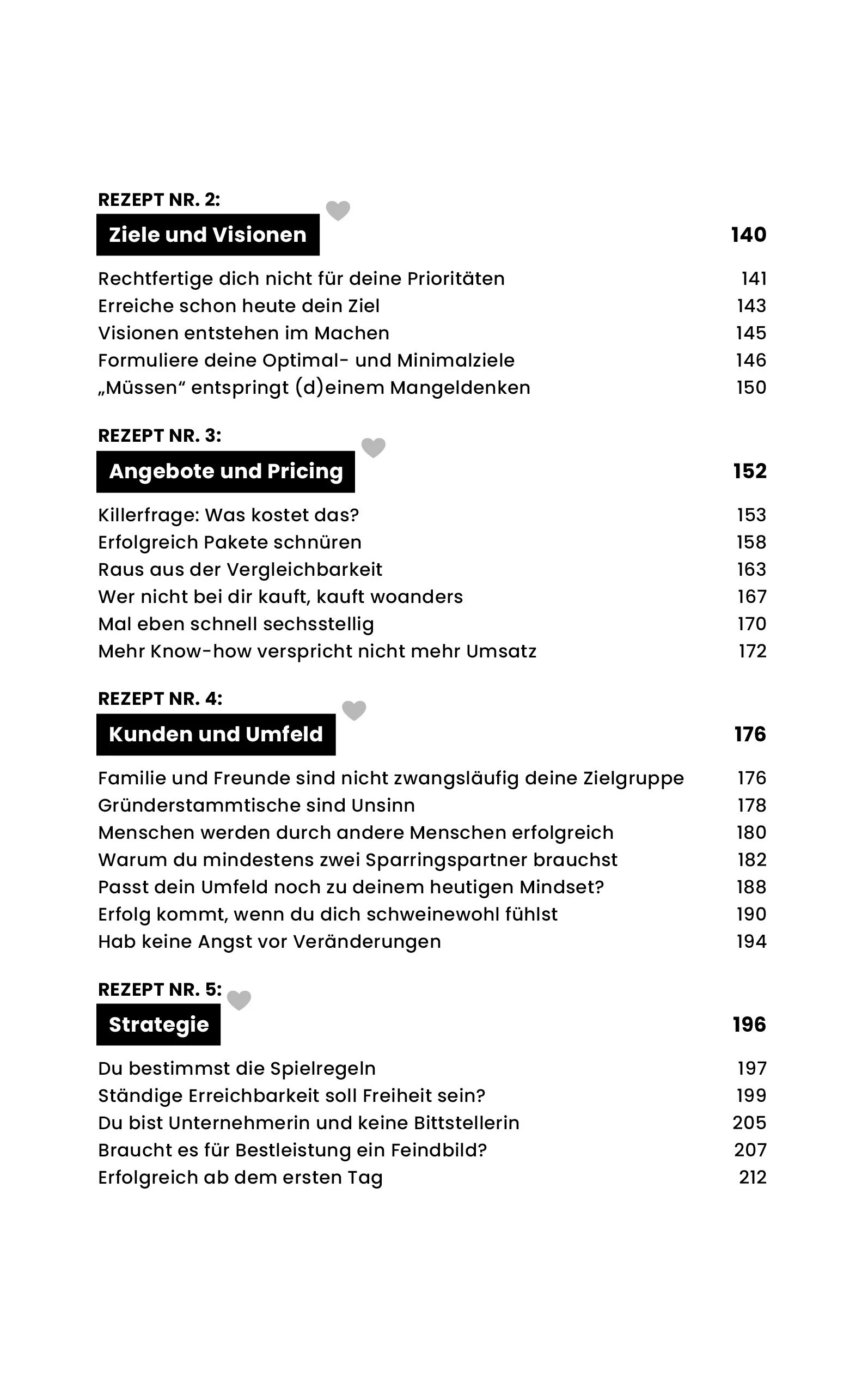 Inhaltsverzeichnis des Buchs "Verkaufen ohne Kopfschmerzen" zum Thema Mindset im Verkauf und Verkaufen lernen.