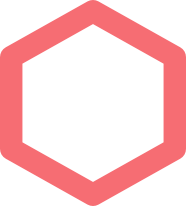 red hexagon outline with a white interior