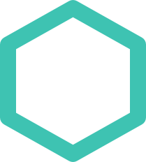 green hexagon outline with a white interior