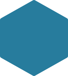 A hexagonal shape with a solid blue colour