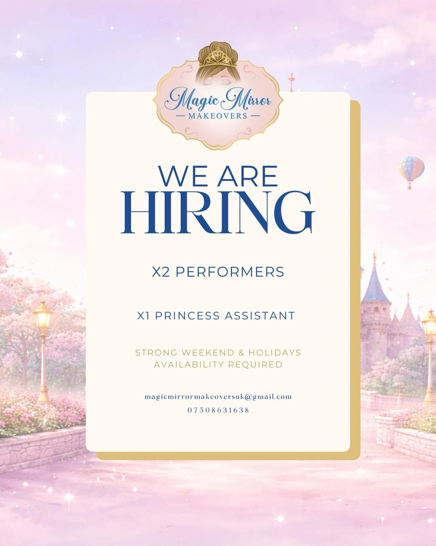 🔈HIRING

💌 Please email magicmirrormakeoversuk@gmail.com