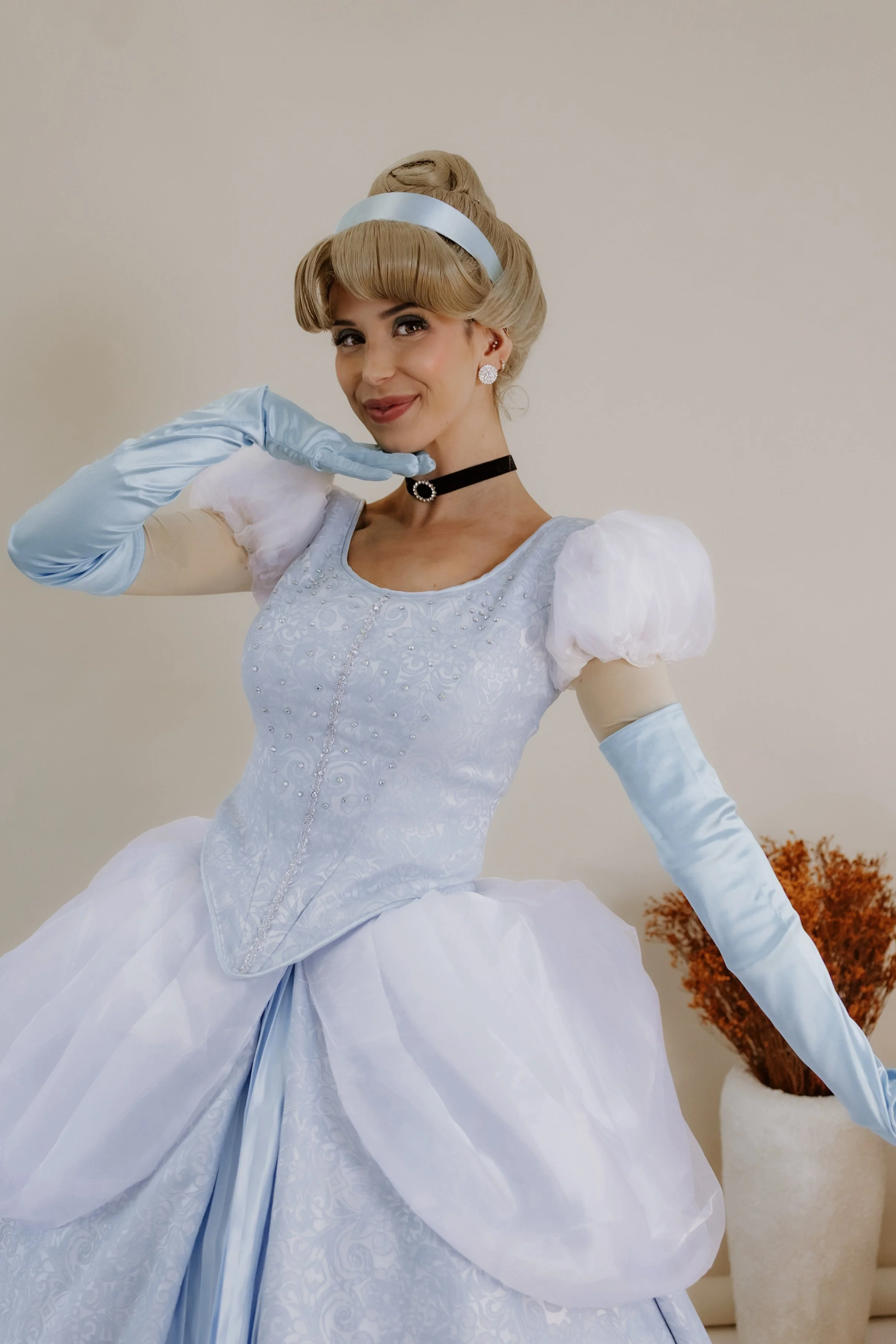 A woman dressed as Cinderella