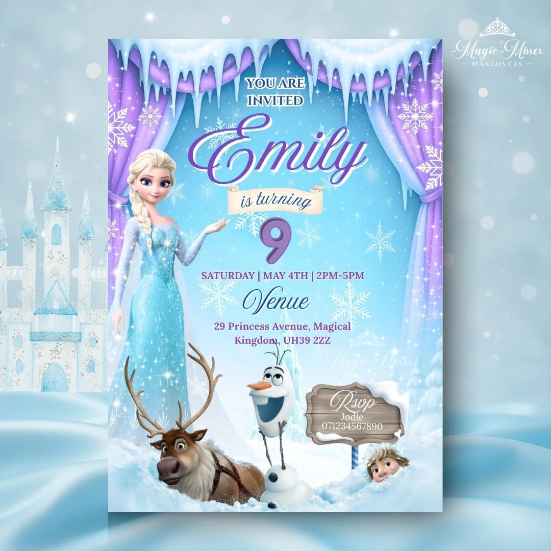 Frozen Elsa Birthday Party Invitation - Digital Download Template For Canva