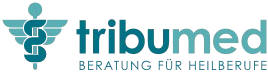 Logo von TribuMed mit türkiser Schrift und einem medizinischen Symbol.
