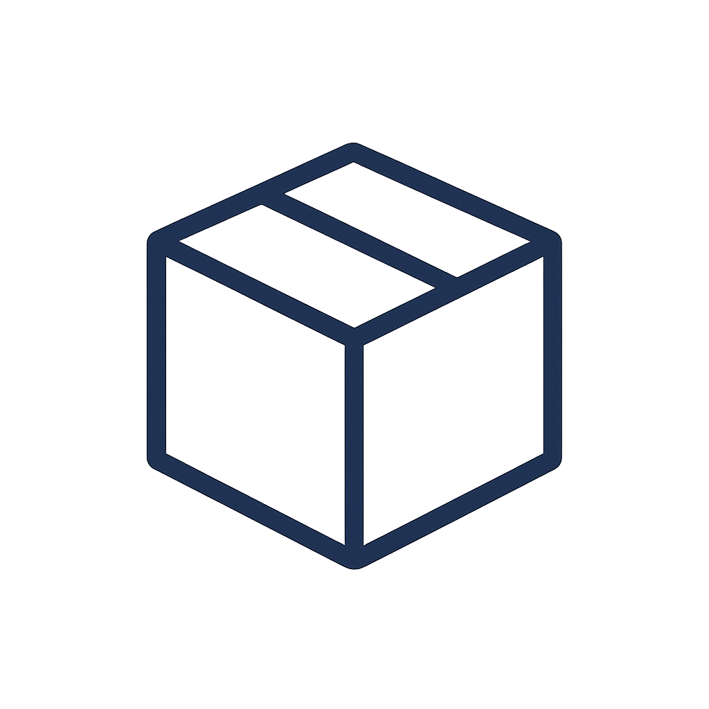 Illustration eines offenen Kartons mit Deckel