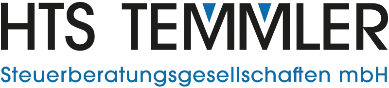 Das Logo der HTS Temmler Steuerberatungsgesellschaft mbH, dargestellt in schwarzer und blauer Schrift auf weißem Hintergrund.