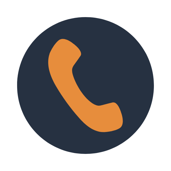 Icon of a telephone receiver on a dark background.