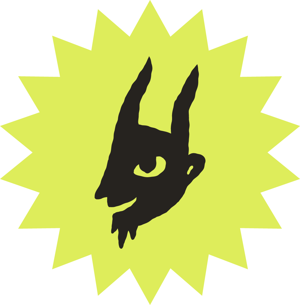 cult pizza devil dude's head neon lime green star sticker