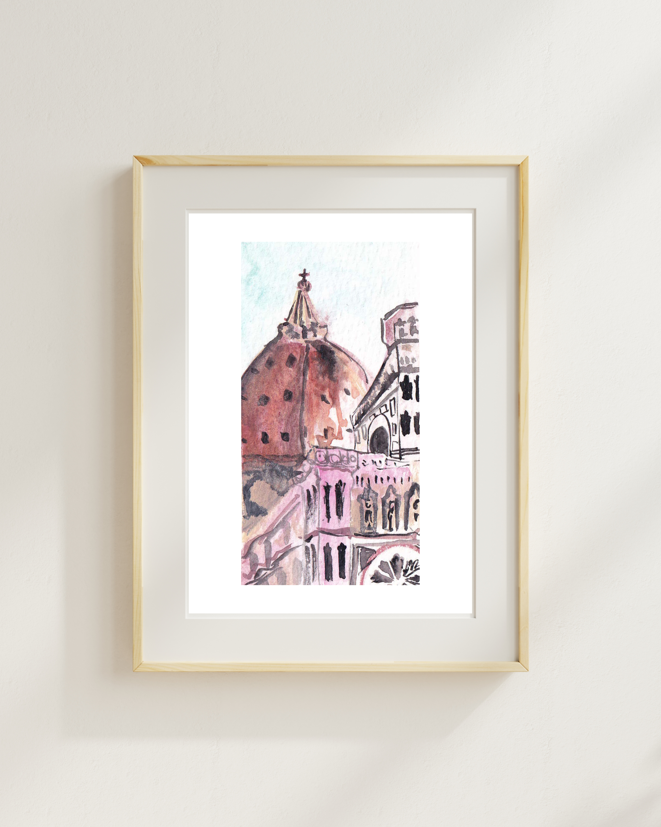 Piazza del Duomo, Florence Watercolour Travel Print