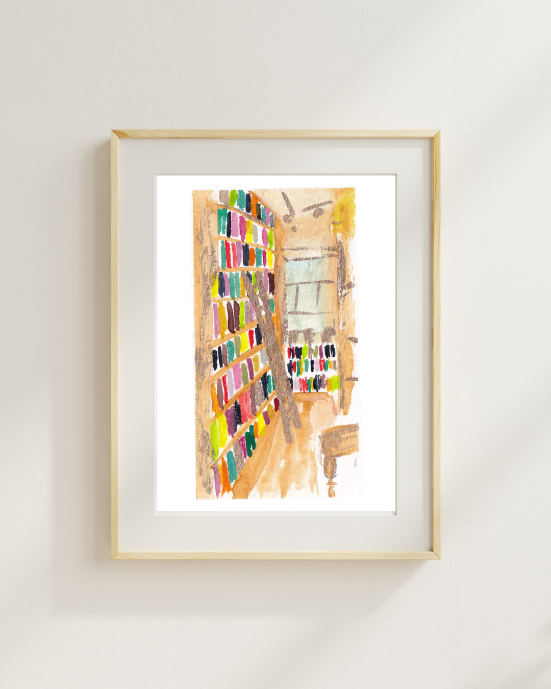 A Little Trip to the Bookshop - Watercolour Print - A5 or A6 size