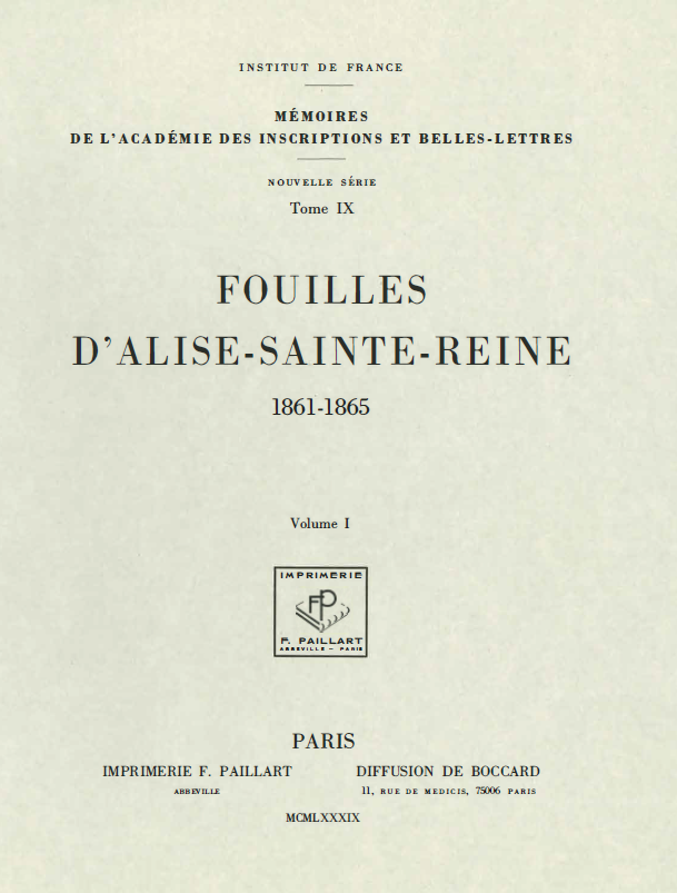 Tome 9. Fouilles d’Alise-Sainte-Reine 1861-1865