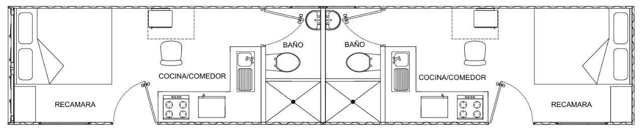 CUATES AIRBNB 2 INDEPENDENT STUDIOS/2 ESTUDIOS INDEPENDIENTES  (8’X40’ = 320’SQ FT = 2.44 X 12.19 = 29.73 MT²)