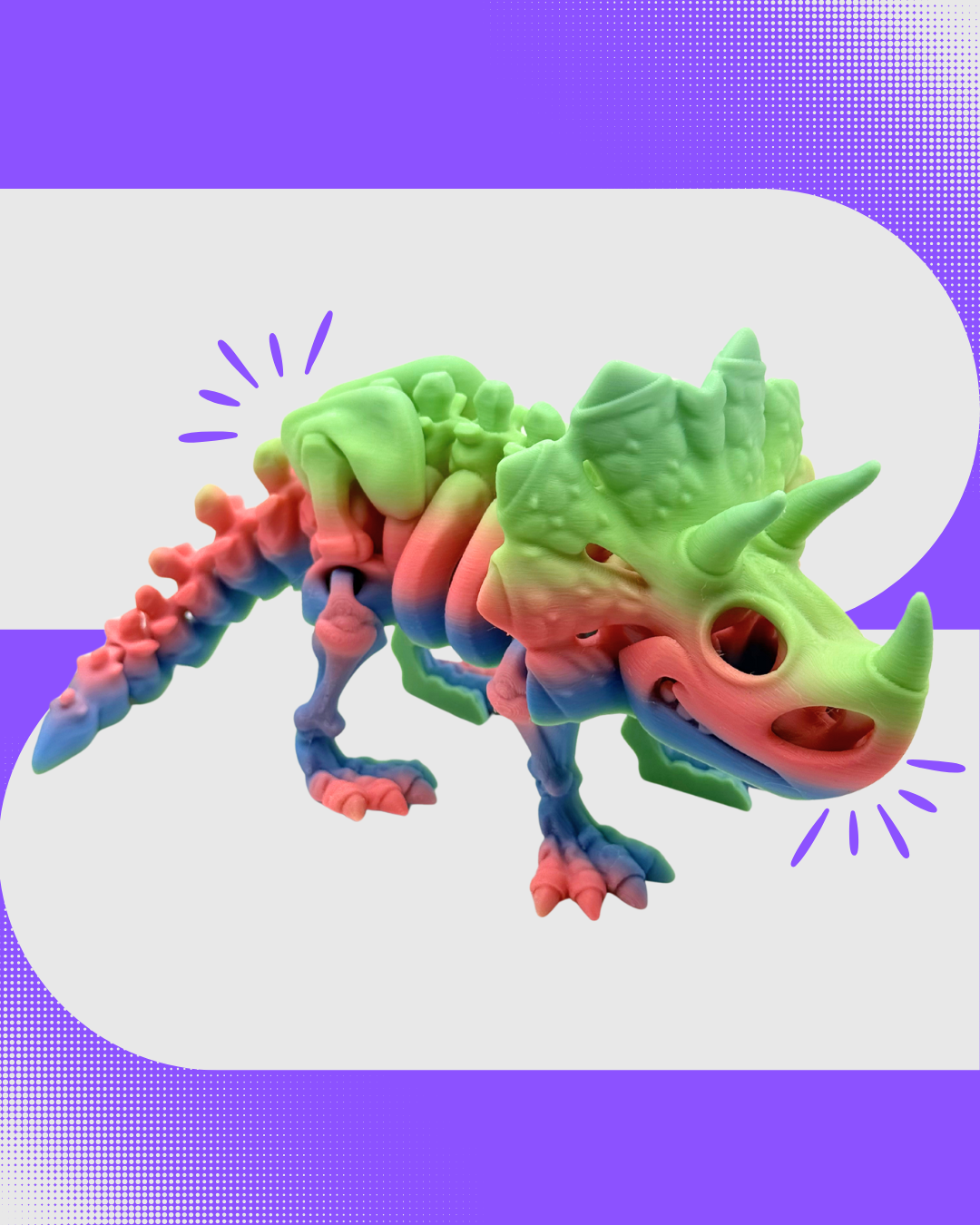 Pastel Rainbow Triceratops