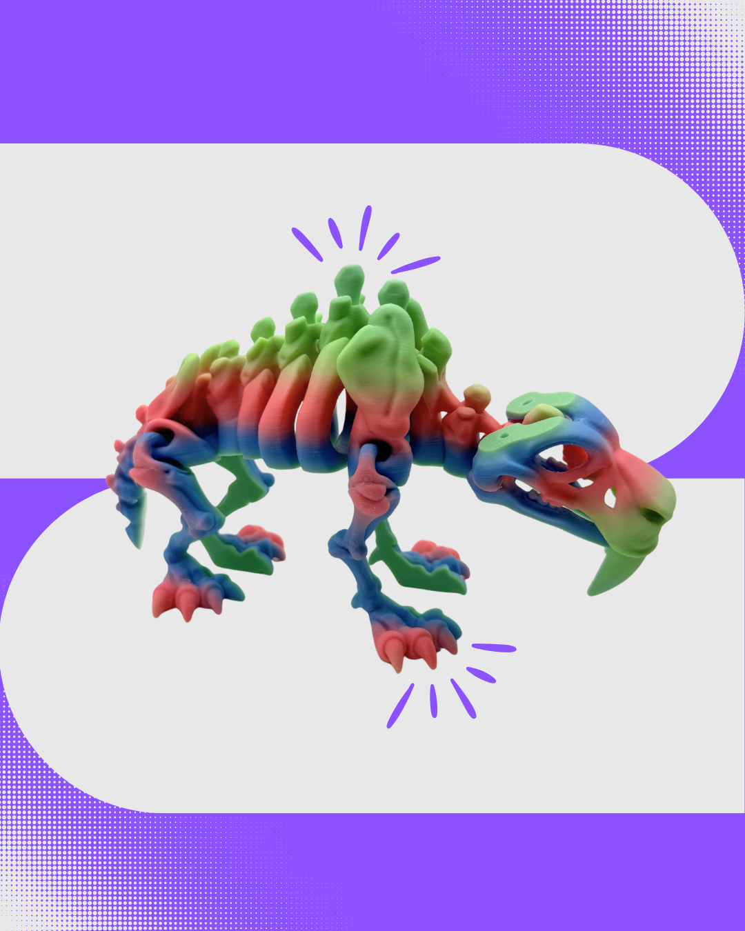 Pastel Rainbow Sabertooth tiger