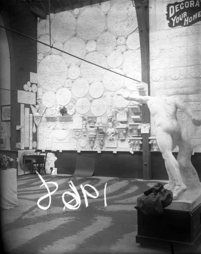 A room inside of the Museum of Art, possibly a gift shop. Photo from the Burton Historical Collection.