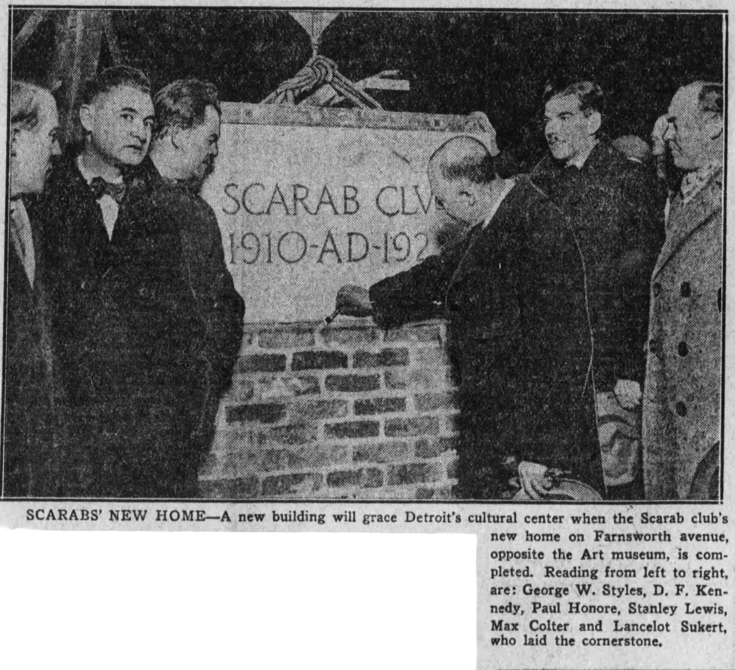 An article about the cornerstone laying celebration from the Jan. 23, 1928 issue of the Detroit Free Press. Photo from the Detroit Free Press archives.