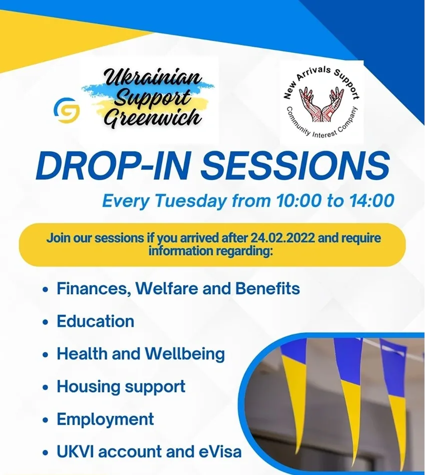 Supporting Ukrainians in Greenwich: Free Drop-in sessions