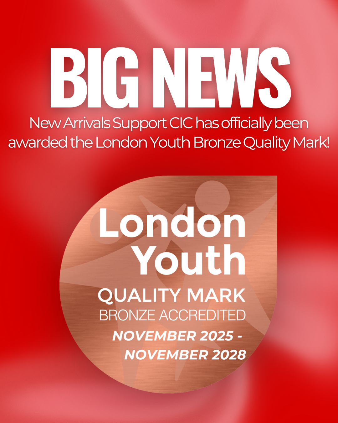 New Arrivals Support CIC Awarded the London Youth Bronze Quality Mark