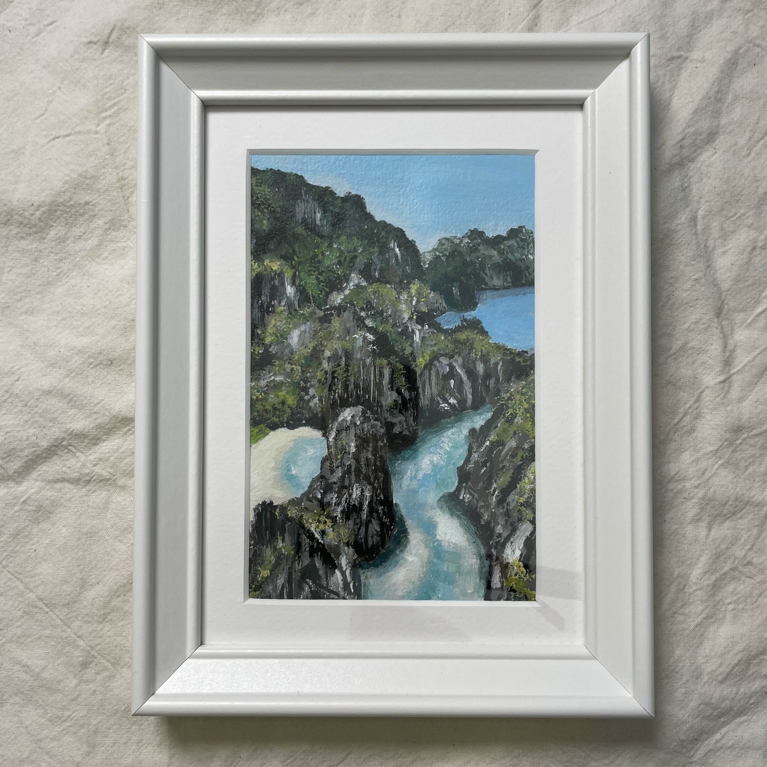 Hidden Beach - Philippines, Peinture Originale