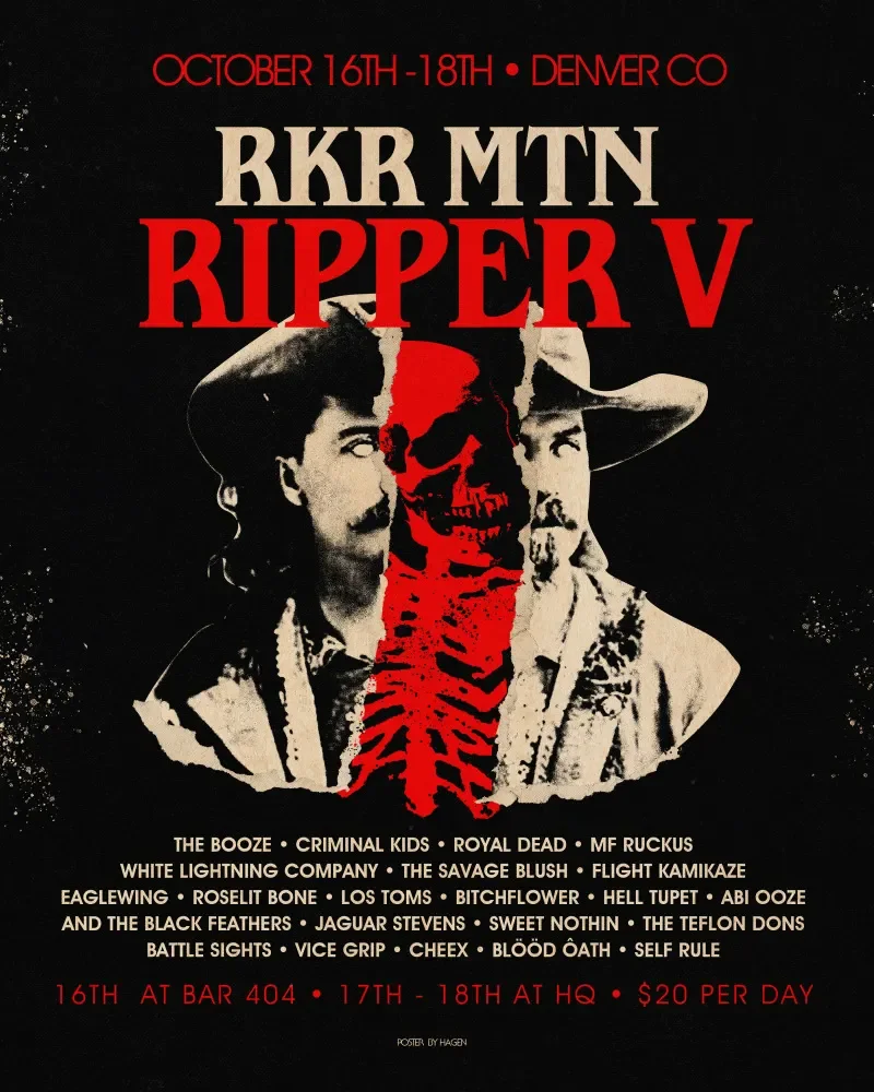 RKR MTN RIPPER V - RIVERBOAT GAMBLERS+ MF Ruckus + Los Toms + Hell Tupet + The Savage Blush + The Born Readies+ The Teflon Dons + Vice Grip + Kobra Thighs