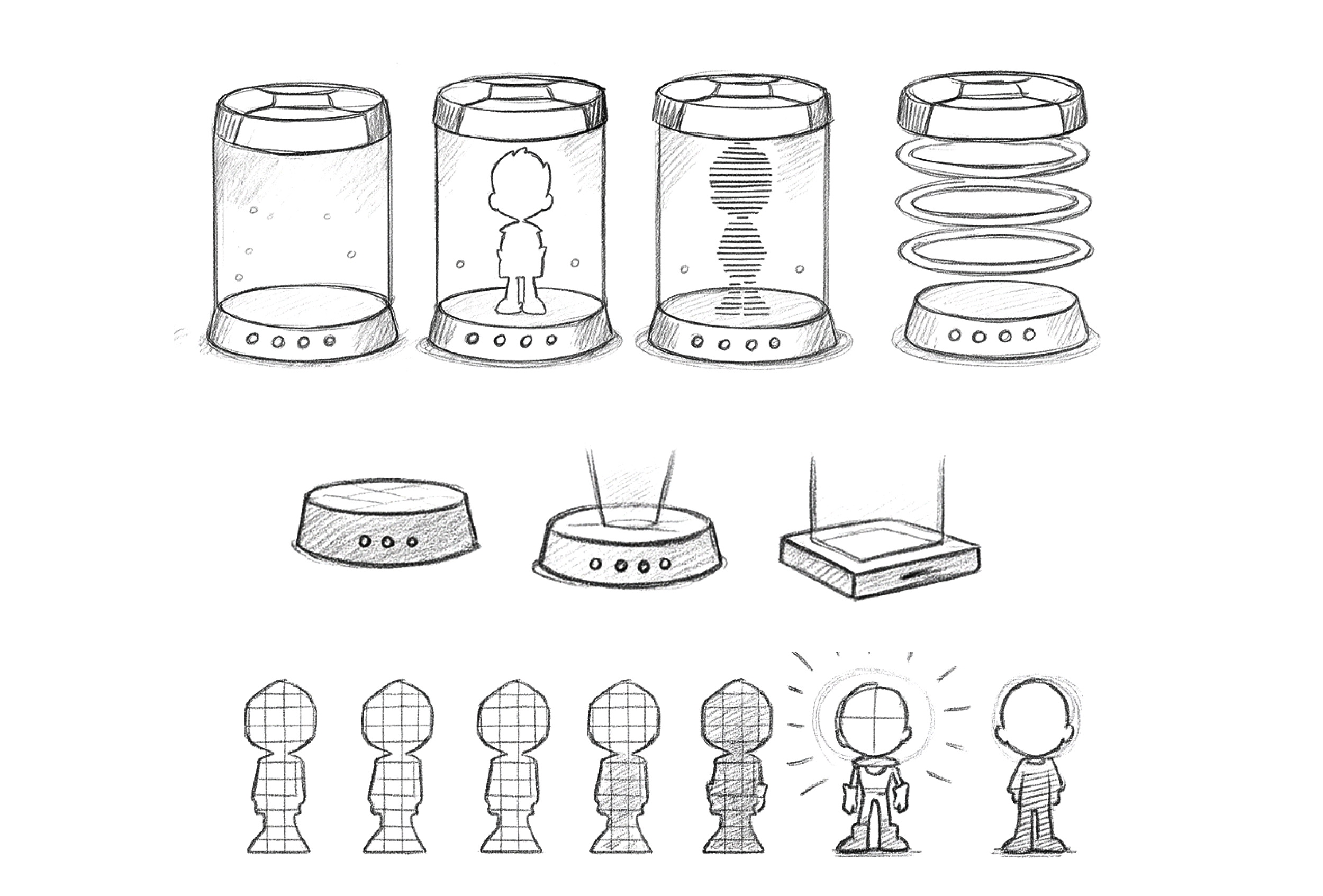 My early sketches for figure animation concepts