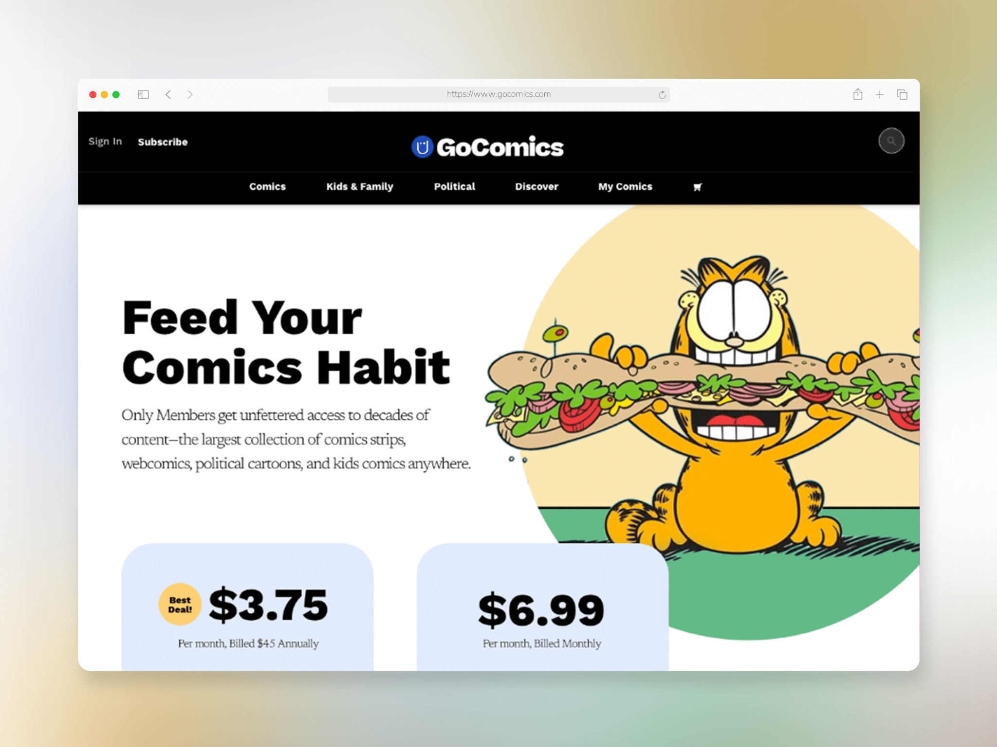 Go Comics Site Rebrand