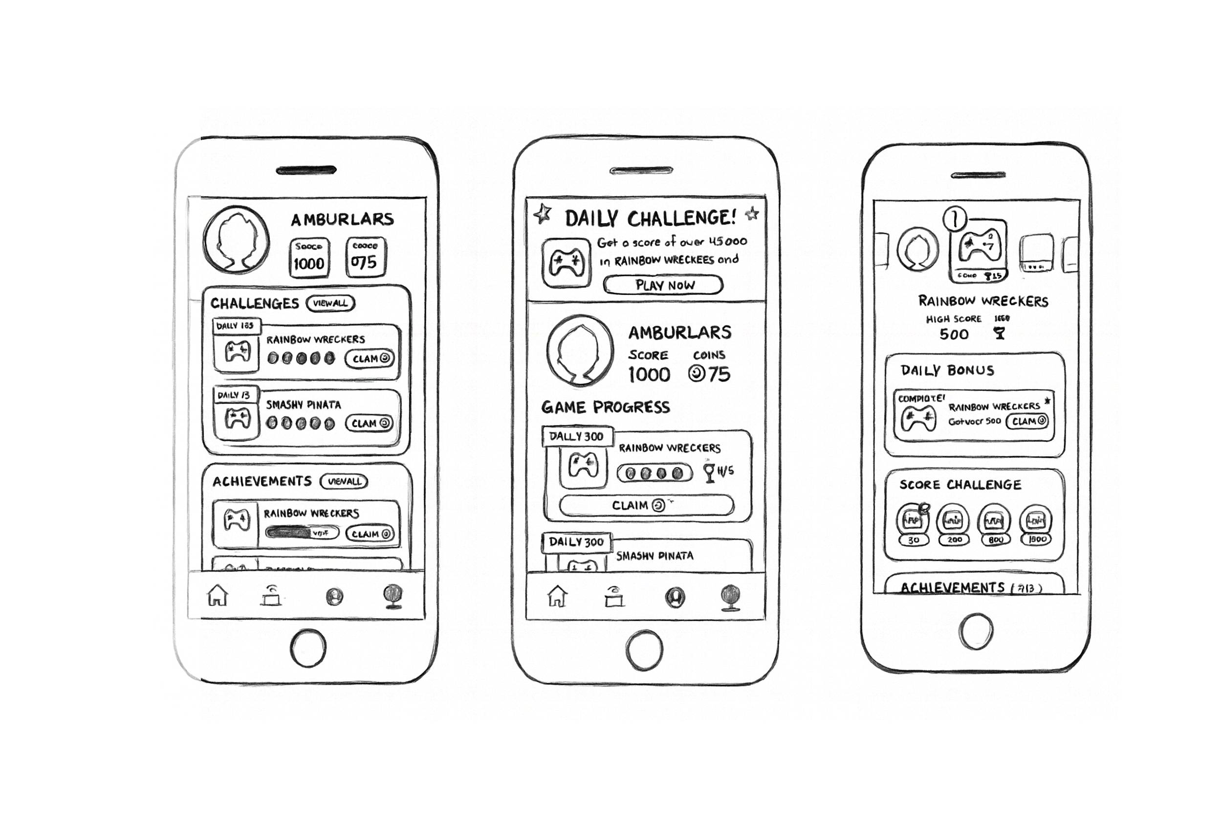 Early sketches for You/Games section