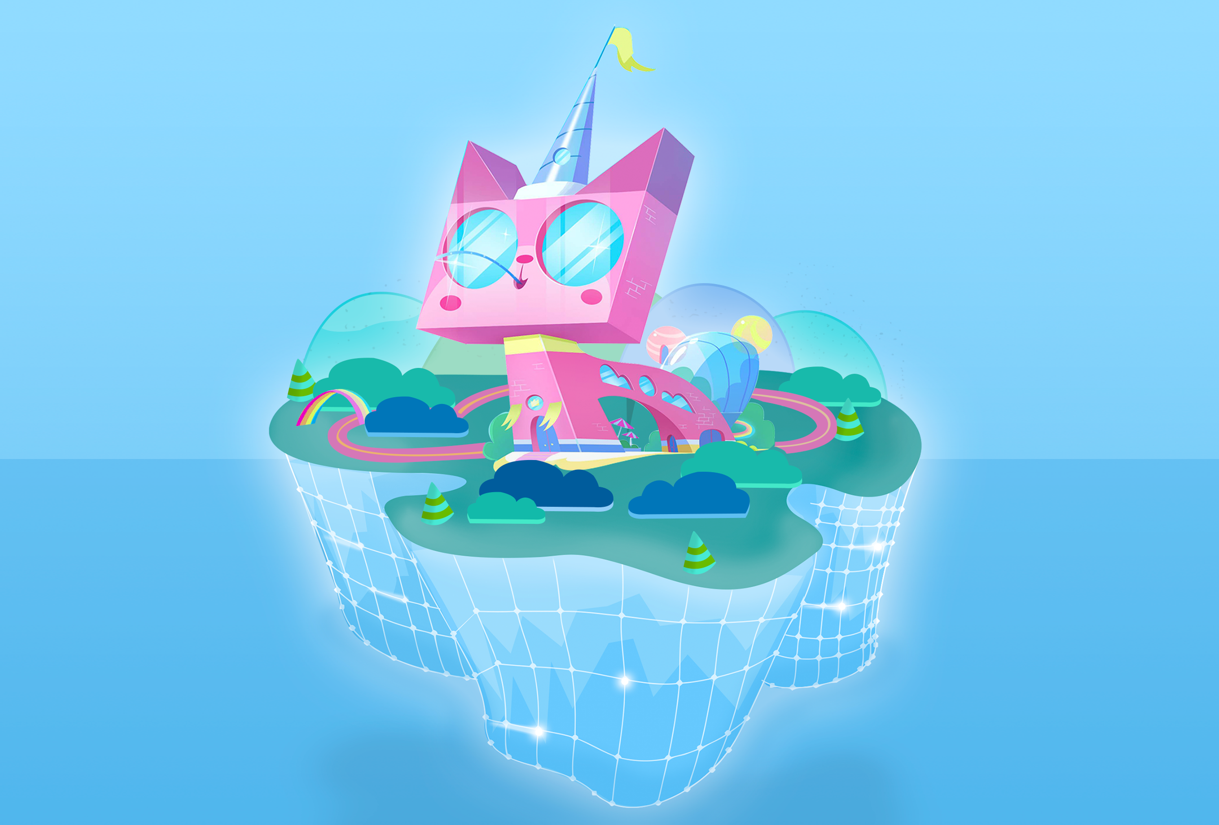 Early artwork to display figure island visuals