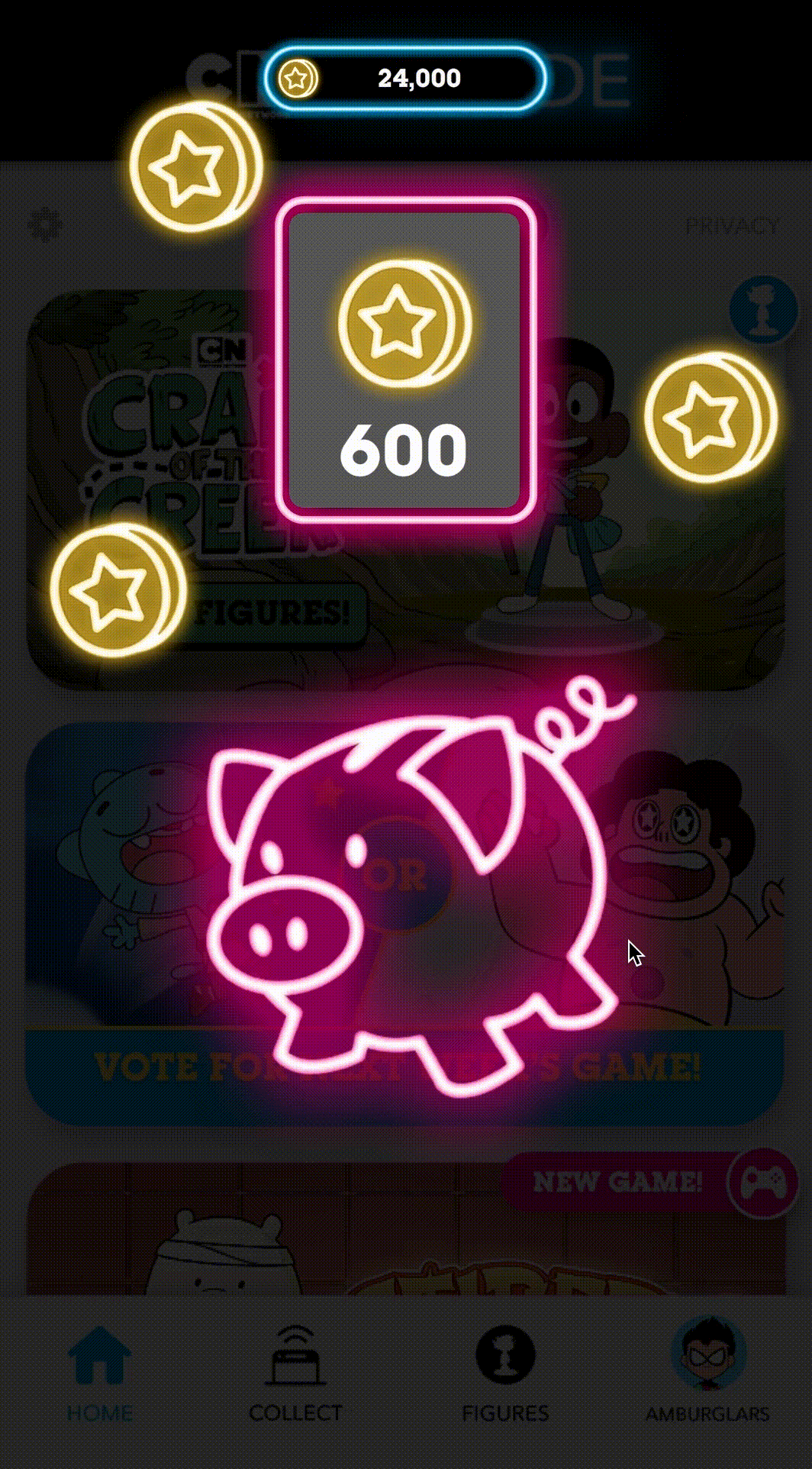 Animation on how users would collect coins in the app