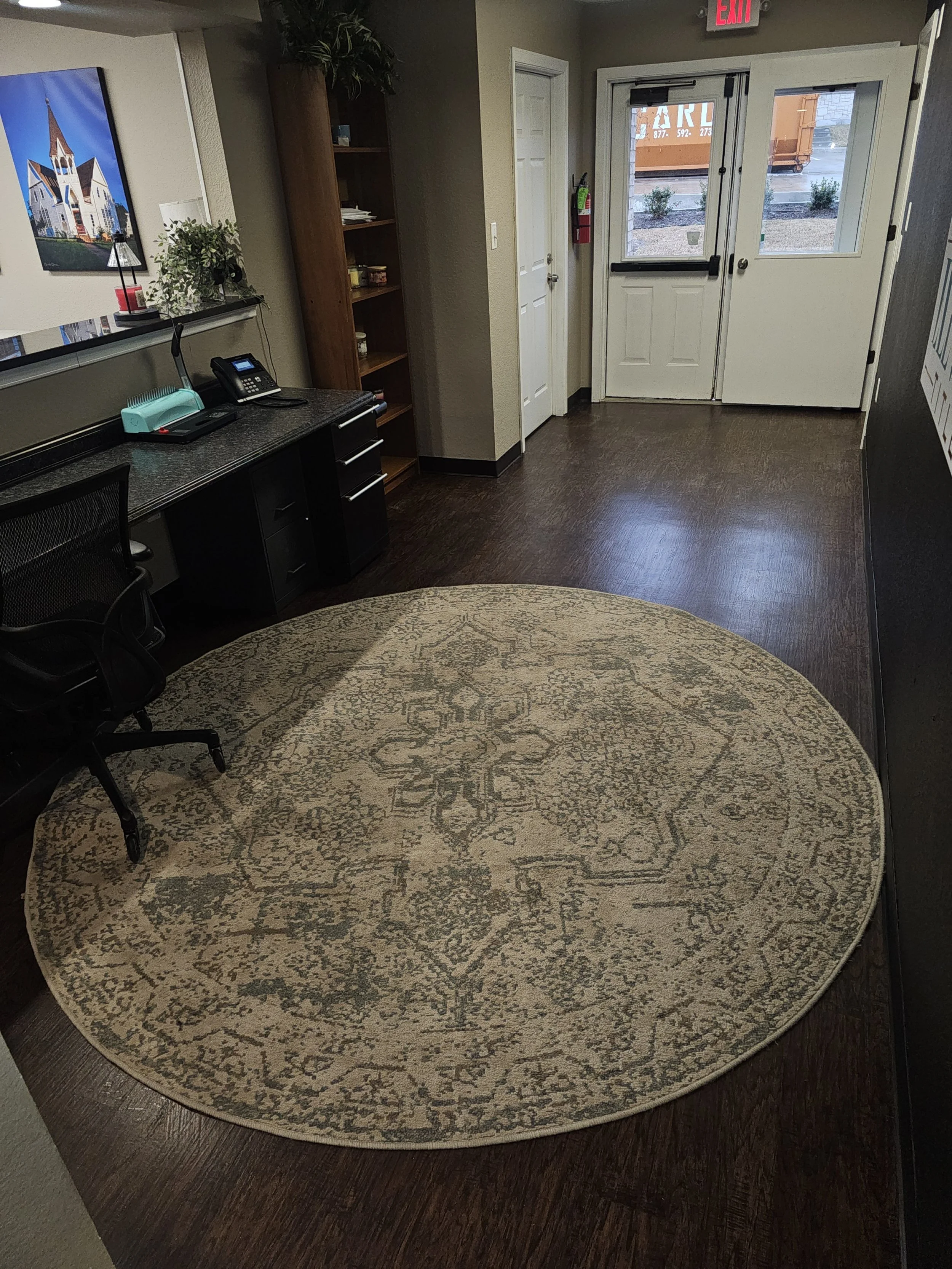 freshly cleaned front desk from pristine office solutions for a office in anna texas