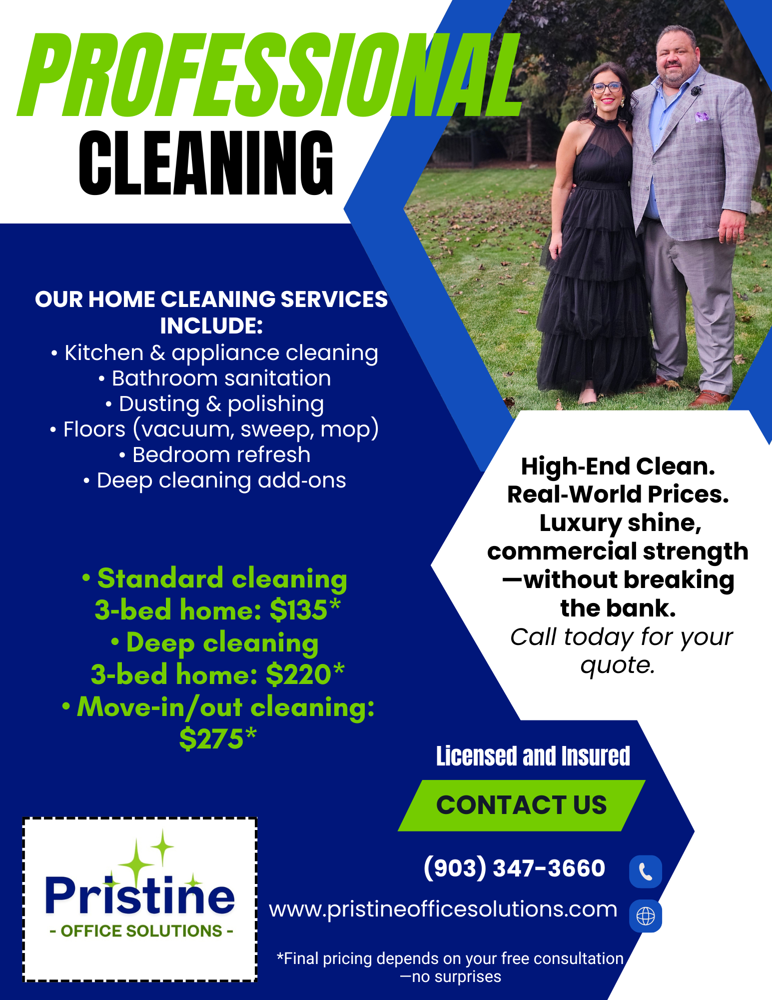 Pristine Office Solutions Residential cleaning in melissa, anna, van Alstyne high end cleaning