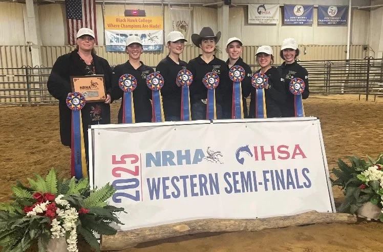 Black Hawk College, St. Andrews University and the University of Findlay Team Champions of Three NRHA/IHSA Western Semi-Finals