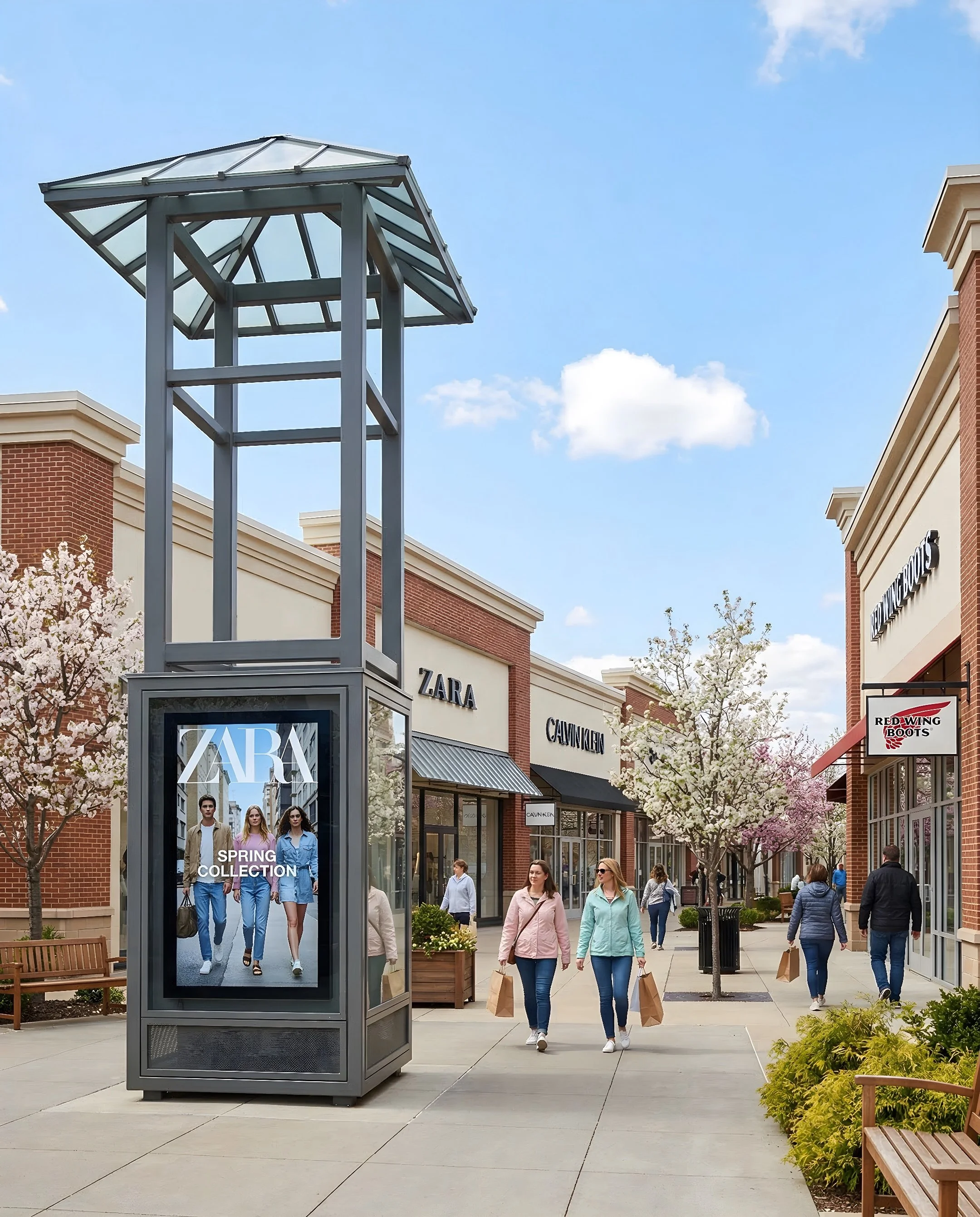 xogo, outdoor digital signage, outlet mall