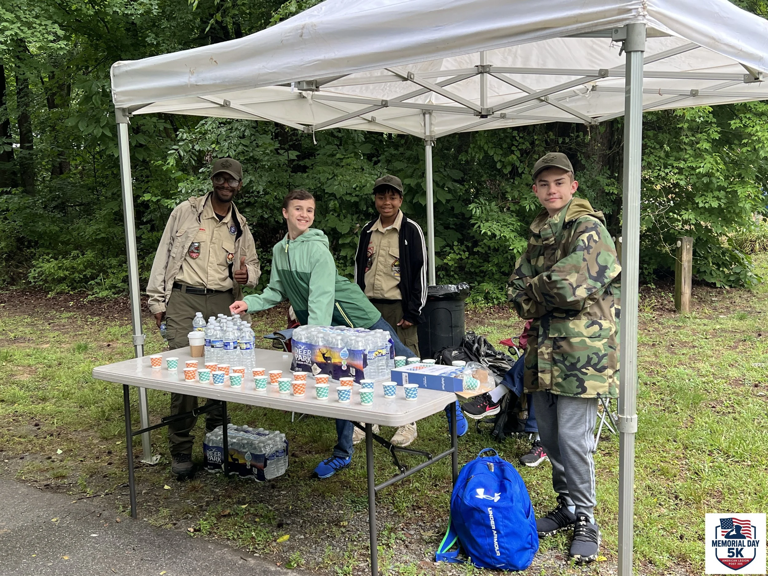 Scout Troop 11 manning the water station 