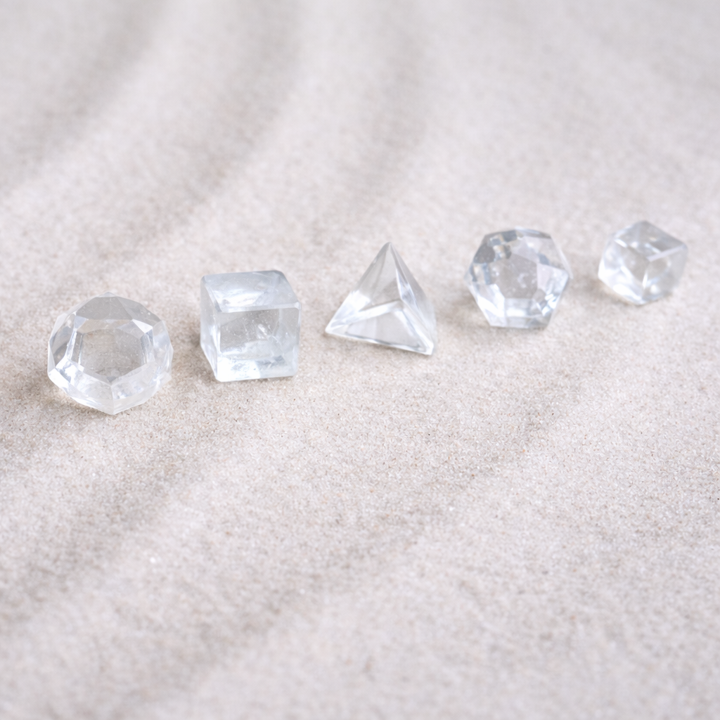 5 Platonic Solids Crystal Set
