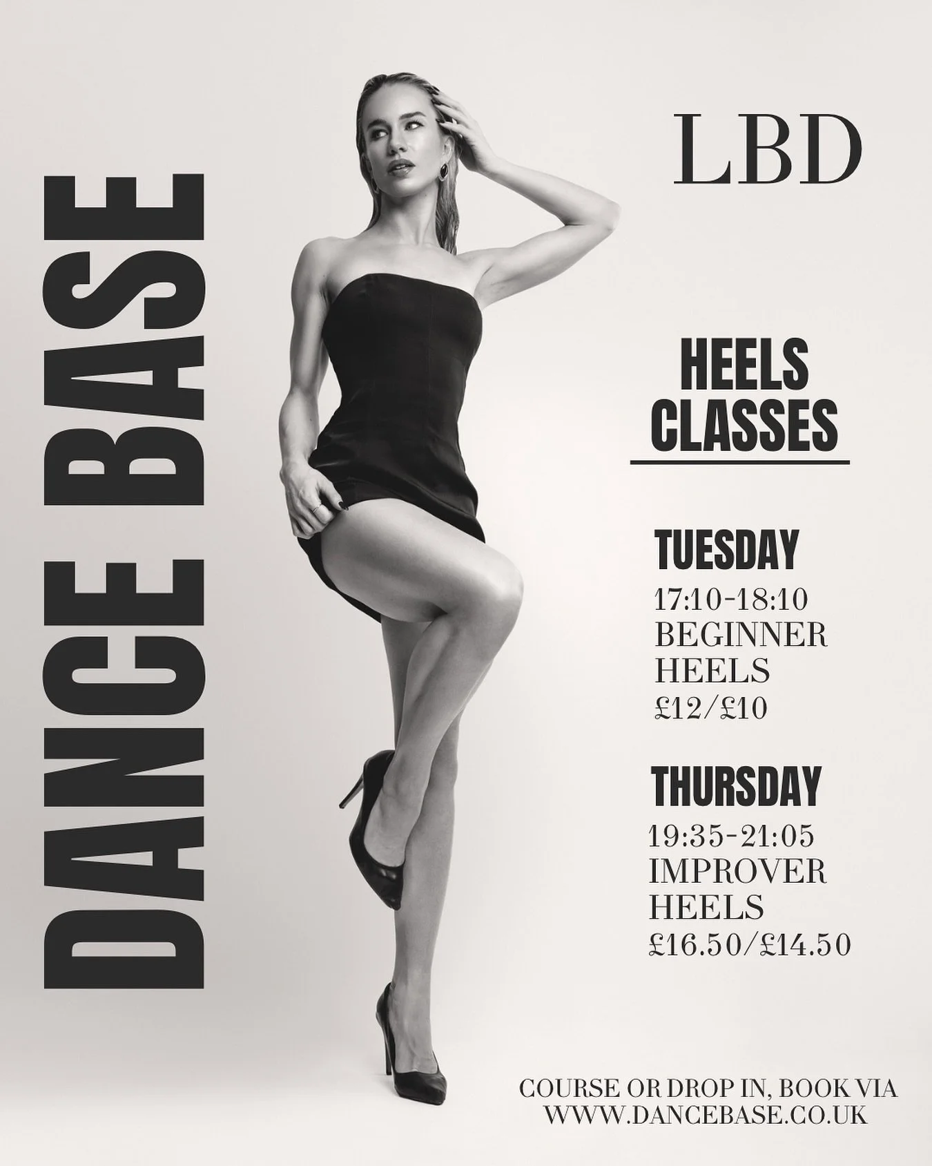 @dancebase classes ✨👠

TUESDAYS &ndash; Beginner Heels 👠
Technique-focused and perfect for beginners. We&rsquo;ll build the foundations of heels dance while learning small sections of choreography to develop confidence, style, and performance.

THU