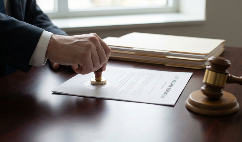 lawyer signing a document