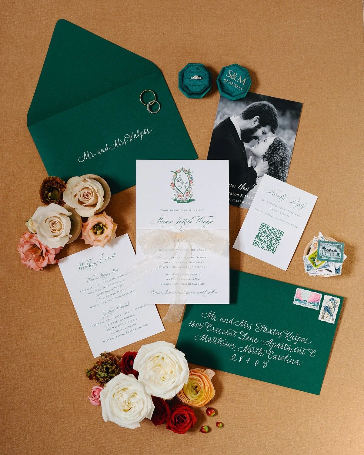 I love seeing invitation suite photos from the wedding day with all the personalized details that come along with them.