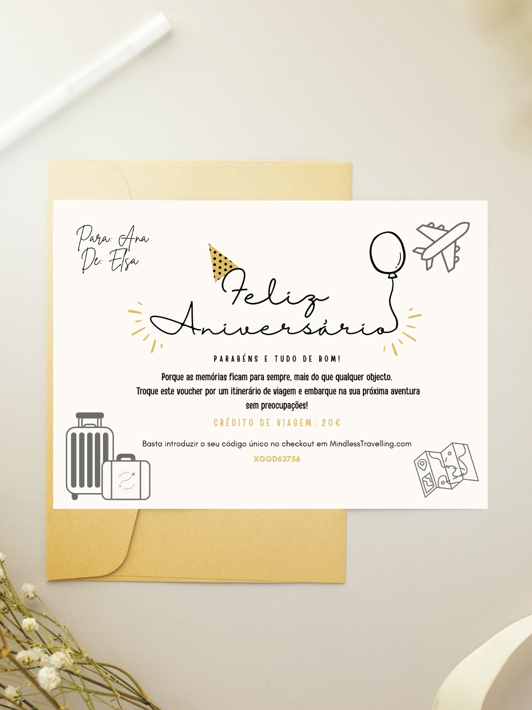 Voucher de Aniversário Mindless Travelling