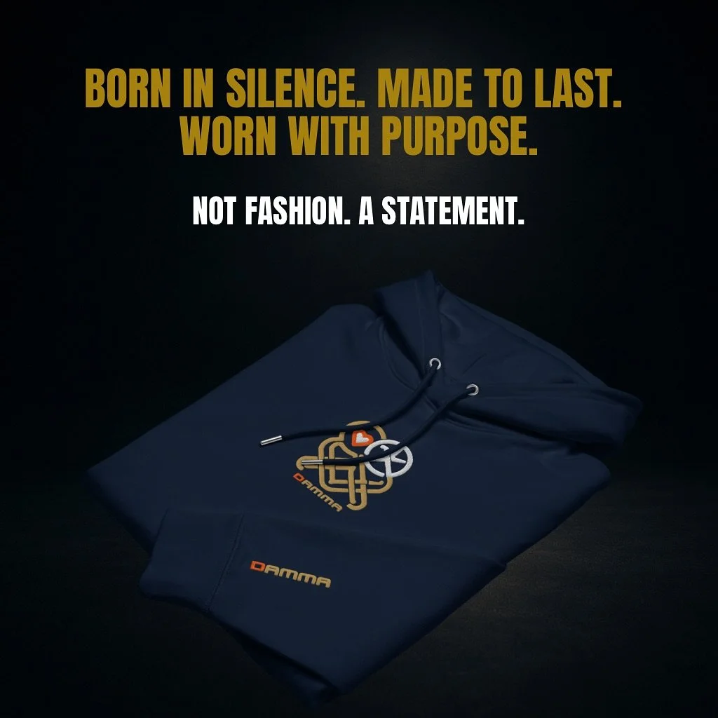 NOT MERCH. A MESSAGE.

LOVE is not decoration.
It&rsquo;s defiance.
Every stitch carries a choice, to stay human in a world that forgets how.
Fair made. Slow made. Made to last.

#DAMMA #WearResistance #PeaceLoveUnity #SlowFashion #MadeFair