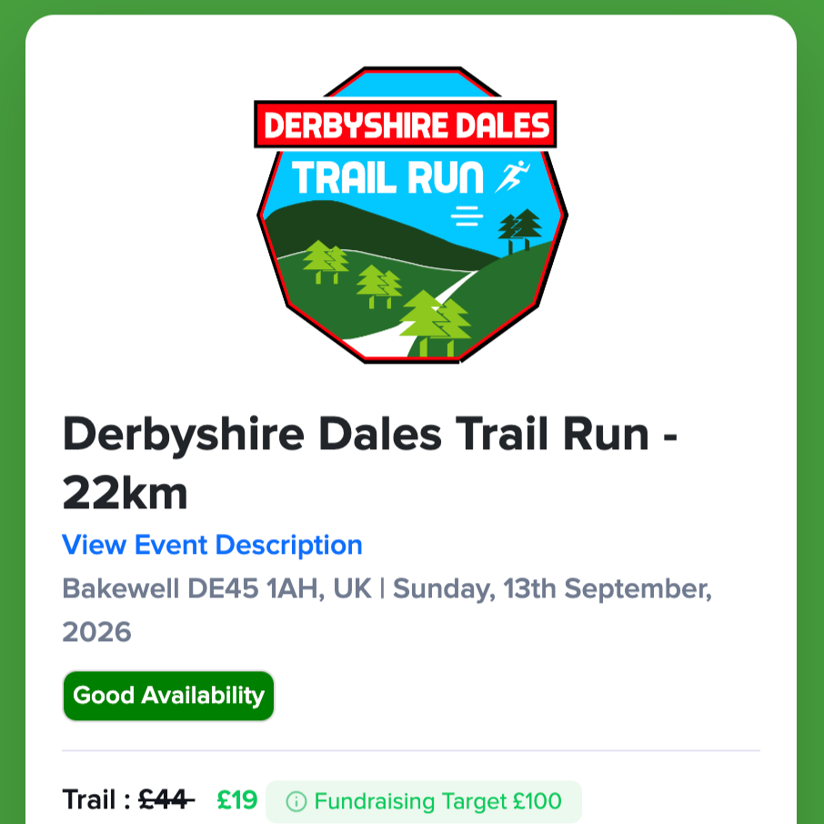 Derbyshire Dales Trail Run - 22km Sept 2026